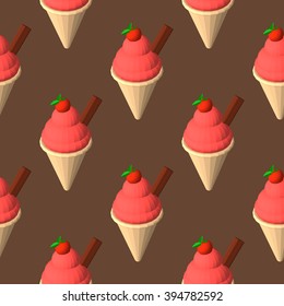 Ice cream seamless pattern. Blue ice cream. Polygonal ice cream. Ice cream vector illustration.