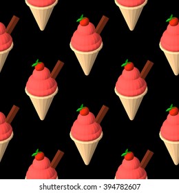 Ice cream seamless pattern. Blue ice cream. Polygonal ice cream. Ice cream vector illustration.
