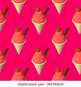 Ice cream seamless pattern. Blue ice cream. Polygonal ice cream. Ice cream vector illustration.