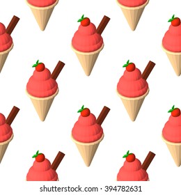 Ice cream seamless pattern. Blue ice cream. Polygonal ice cream. Ice cream vector illustration.