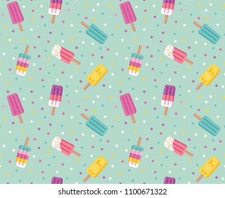Patrón transparente de helado. Estilo de caricatura. Ilustración vectorial.