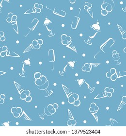 Ice cream seamless pattern. Cartoon Vector background.