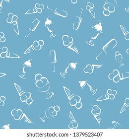 Ice cream seamless pattern. Cartoon Vector background.