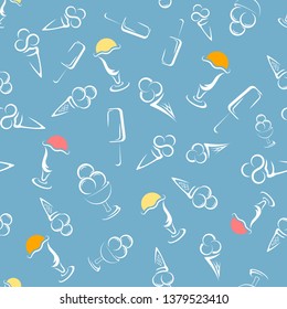 Ice cream seamless pattern. Cartoon Vector background.