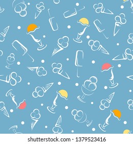 Ice cream seamless pattern. Cartoon Vector background.