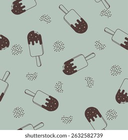 Ice cream seamless pattern. Chocolate dessert on A background  Wrapping paper, fabric, wallpaper, background design