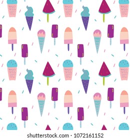 Ice cream seamless pattern color vector summer bright