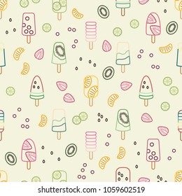Ice cream seamless pattern, colorful summer background