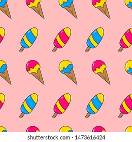 Ice cream Seamless Pattern. Colorful background. Vector illustration.