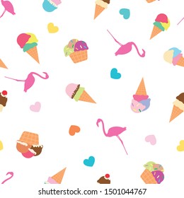 Ice cream seamless pattern, colorful and in repeat 