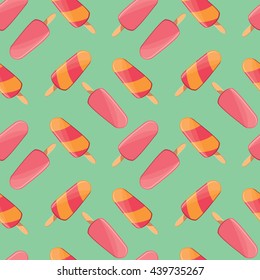 Ice cream seamless pattern, colorful summer background, delicious sweet treats, vector illustration