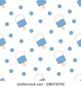 Ice cream seamless pattern, cute cartoon, Vector background
