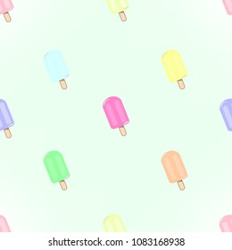 Ice cream seamless pattern, cute cartoon, Vector background