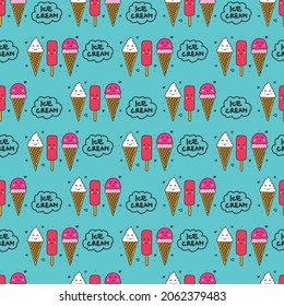 Diseño De Patrón De Ice Cream Seamless. Ilustración vectorial.