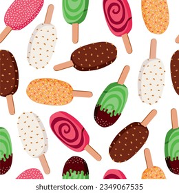 Ice cream seamless pattern. Design element for menu cafe, bistro, restaurant, packaging and other things.