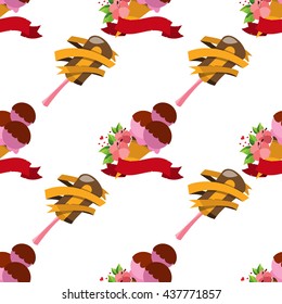 Ice cream seamless pattern for design surface. Desserts and sweets theme.