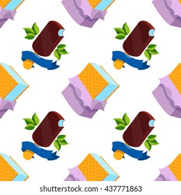 Ice cream seamless pattern for design surface. Desserts and sweets theme.