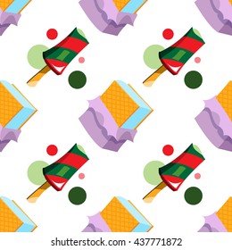 Ice cream seamless pattern for design surface. Desserts and sweets theme.