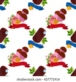 Ice cream seamless pattern for design surface. Desserts and sweets theme.