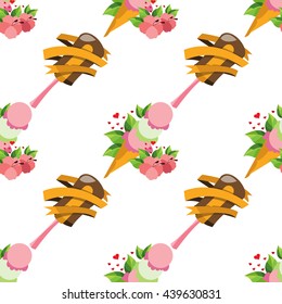 Ice cream seamless pattern for design surface. Desserts and sweets theme.