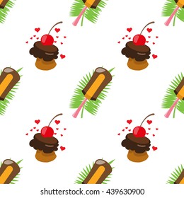Ice cream seamless pattern for design surface. Desserts and sweets theme.