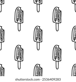 Ice cream seamless pattern doodle vector on white background