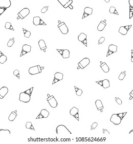 Ice Cream seamless pattern, flat design template, vector illustration