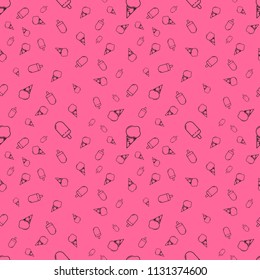 Ice Cream seamless pattern, flat design template, vector illustration