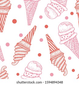 Ice cream seamless pattern hand drawn illustration