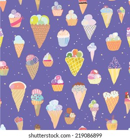 Ice cream seamless pattern - hand drawn design