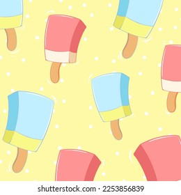 Ice cream seamless pattern. hand drawn. design for web, site, advertising, banner, poster, board and print. Vector illustration.