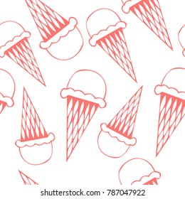 Ice cream seamless pattern icon vector background. Cute cartoon grunge ice cream background for your design.