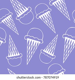 Ice cream seamless pattern icon vector background. Cute cartoon grunge ice cream background for your design.