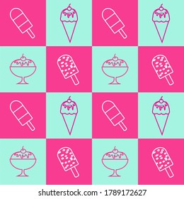 Ice Cream Seamless Pattern Illustration Vector Graphic food court.Fit to Food Court Wallpaper Background 