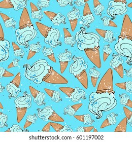 Ice cream seamless pattern illustration