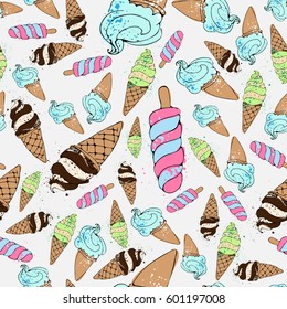 Ice cream seamless pattern illustration