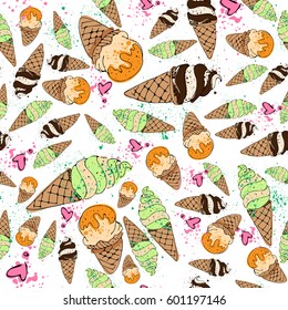 Ice cream seamless pattern illustration
