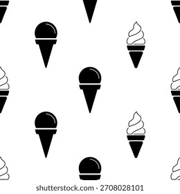 ice cream seamless pattern isolated on transparent background.