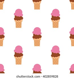 Ice cream seamless pattern. Ice cream isolated on white background. Ice cream background. Seamless background