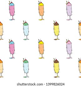 Ice cream seamless pattern on background Vector illustration