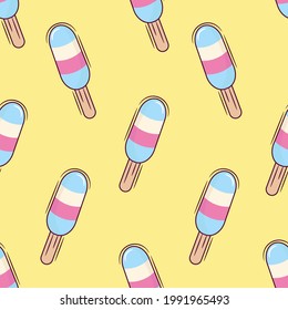 ice cream seamless pattern on yellow background