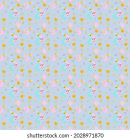 un patrón de helados sin fisuras sobre fondo azul pastel. Diseño para tela, impresión textil, papel envolvente, textil infantil, cubierta. Ilustración del vector