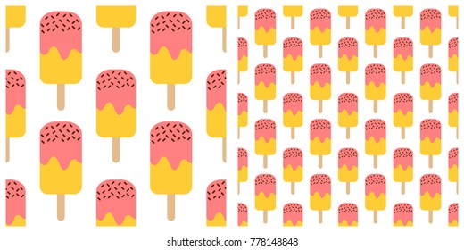 Ice cream seamless pattern on transparent background