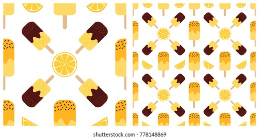 Ice cream seamless pattern on transparent background