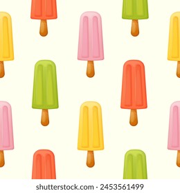 Ice cream seamless pattern. Print with sweet ice lolly