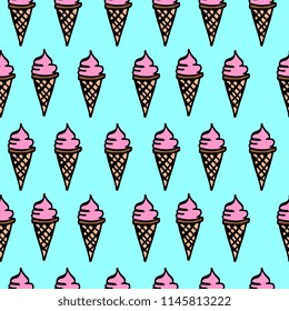 Ice cream seamless pattern with punchy pastel colors.