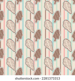 Ice cream seamless pattern. Retro style 70s.