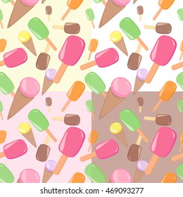 Ice cream seamless pattern set