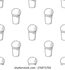 Ice cream seamless pattern. Sketch