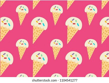 Ice cream seamless pattern. Summer food background.